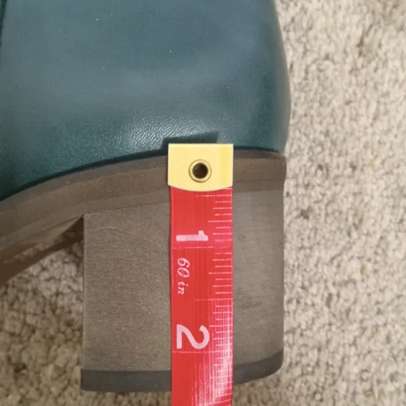 New Free People Tall Leather Tabby Boots in Teal Block Heel Size 38/ 7.5-8 - Picture 15 of 15